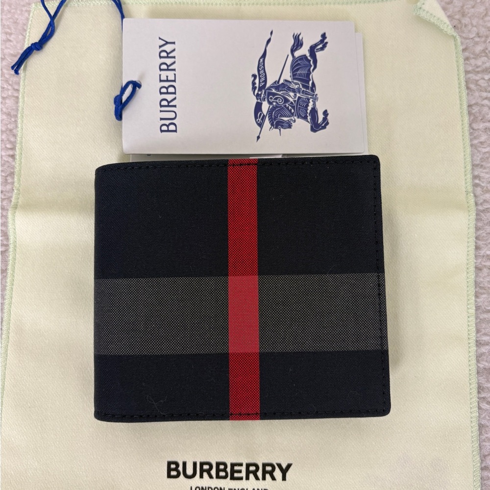 Burberry Navy check printers wallet NEW